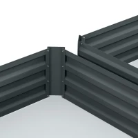 Outsunny Set of 2 Raised Garden Bed, Steel Elevated Planter Box for Flowers, Herbs, Succulents, 39"x39"x12", Dark Grey(m-9)