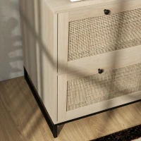 Vinsetto 2-Drawer Filing Cabinet with Lock, Rattan File Cabinet with Adjustable Hanging Bar, Natural(m-8)