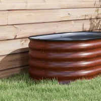 Outsunny 3.4' x 2' x 1.4' Galvanized Raised Garden Bed Kit, Metal Planter Box with Safety Edging, Brown(m-9)