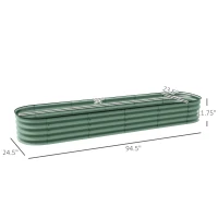 Outsunny 7.9' x 2' x 1' Galvanized Raised Garden Bed Kit, Metal Planter Box with Safety Edging, Green(m-3)