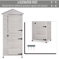 Outsunny Outdoor Wooden Garden Shed, 4 Tiers Tool Shed Kit with 3 Shelves for Garden and Patio, 36"x25"x79", Light Grey(m-6)
