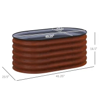 Outsunny 3.4' x 2' x 1.4' Galvanized Raised Garden Bed Kit, Metal Planter Box with Safety Edging, Brown(m-3)