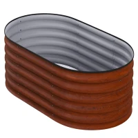 Outsunny 3.4' x 2' x 1.4' Galvanized Raised Garden Bed Kit, Metal Planter Box with Safety Edging, Brown(m-1)