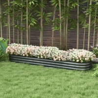 Outsunny 7.9' x 2' x 1' Galvanized Raised Garden Bed Kit, Metal Planter Box with Safety Edging, Dark Gray(m-2)