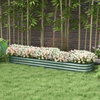 Outsunny 7.9' x 2' x 1' Galvanized Raised Garden Bed Kit, Metal Planter Box with Safety Edging, Green(m-2)