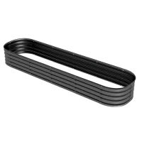 Outsunny 7.9' x 2' x 1' Galvanized Raised Garden Bed Kit, Metal Planter Box with Safety Edging, Dark Gray(m-1)