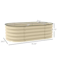 Outsunny 3.4' x 2' x 1' Galvanized Raised Garden Bed Kit, Metal Planter Box with Safety Edging, Cream(m-3)