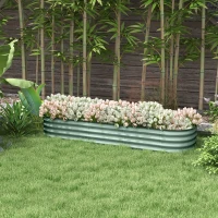 Outsunny 6.5' Galvanized Raised Garden Bed Kit Outdoor Metal Planter Box with Safety Edging, Green - Easy DIY Solution for Flowers, Herbs & Vegetables(m-1)