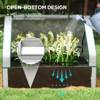 Outsunny Raised Garden Bed, Outdoor Metal Planter Box with Mini Greenhouse, White and Brown(m-6)
