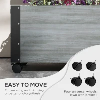 Outsunny Wooden Raised Garden Bed, Planter Box w/ Trellis and Metal Corners, Portable on Wheels for Patio, Backyard, Deck, Gray(m-7)