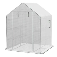 Outsunny 01-0472 Replacement Cover, 55" x 56.25" x 74.75" Walk-in Greenhouse Cover Reinforced Anti-Tear PE Hot House Cover, White(m-1)