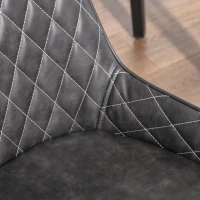 HOMCOM Retro Dining Chair Set of 2, PU Leather Upholstered Side Chairs for Kitchen Living Room with Metal Legs, Grey(m-8)