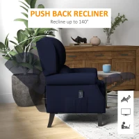 HOMCOM Push Back Recliner Chair, Vibration Massage Recliner for Living Room with Extendable Footrest, Remote, Pocket, Blue(m-6)