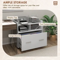 Vinsetto Mobile Filing Cabinet, Rolling File Cabinet with Drawer and Adjustable Hanging Bar for Letter, A4 and Legal Size, White(m-4)