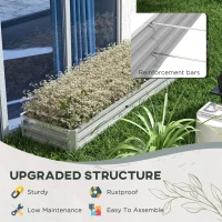 Outsunny Galvanized Raised Garden Bed Steel Planter Box w/ Rods for Vegetables Flowers Herbs, 82" x 109" x 12", Silver(m-6)