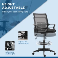 Vinsetto Tall Office Chair, Drafting Chair, Standing Desk Chair with Tilt Function, Adjustable Height and Footrest Ring, Black(m-4)