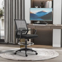 Vinsetto Tall Office Chair, Drafting Chair, Standing Desk Chair with Tilt Function, Adjustable Height and Footrest Ring, Black(m-1)