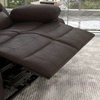 HOMCOM PU Leather Manual Recliner Sofa, Double Reclining Loveseat with Pullback Control Footrest for Living Room, Brown(m-10)