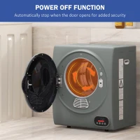 HOMCOM 1.5 cu.ft Portable Compact Clothes Laundry Dryer with Intelligent Drying for Apartments Dorms RVs, 850W, Charcoal Gray(m-6)