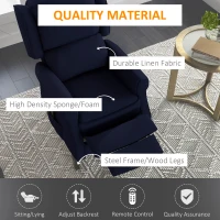 HOMCOM Push Back Recliner Chair, Vibration Massage Recliner for Living Room with Extendable Footrest, Remote, Pocket, Blue(m-5)