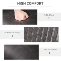 HOMCOM Retro Dining Chair Set of 2, PU Leather Upholstered Side Chairs for Kitchen Living Room with Metal Legs, Grey(m-5)