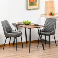 HOMCOM Retro Dining Chair Set of 2, PU Leather Upholstered Side Chairs for Kitchen Living Room with Metal Legs, Grey(m-1)