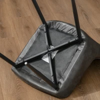 HOMCOM Retro Dining Chair Set of 2, PU Leather Upholstered Side Chairs for Kitchen Living Room with Metal Legs, Grey(m-7)