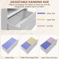 Vinsetto Mobile Filing Cabinet, Rolling File Cabinet with Drawer and Adjustable Hanging Bar for Letter, A4 and Legal Size, White(m-5)