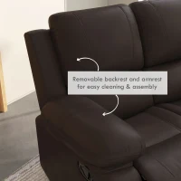 HOMCOM PU Leather Manual Recliner Sofa, Double Reclining Loveseat with Pullback Control Footrest for Living Room, Brown(m-4)