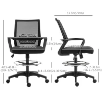 Vinsetto Tall Office Chair, Drafting Chair, Standing Desk Chair with Tilt Function, Adjustable Height and Footrest Ring, Black(m-3)