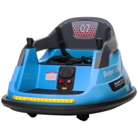 Aosom Bumper Car 12V 360° Rotation Electric Car for Kids, with Remote, Safety Belt, Lights, Music, for 1.5-5 Years Old, Blue(m-2)