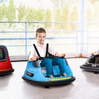 Aosom Bumper Car 12V 360° Rotation Electric Car for Kids, with Remote, Safety Belt, Lights, Music, for 1.5-5 Years Old, Blue(m-1)
