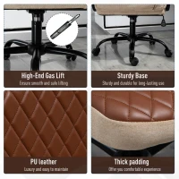 Vinsetto Massage Office Chair, Swivel Chair with 2-Point Vibration Lumbar, USB Power and Adjustable Height, Brown and Beige(m-7)