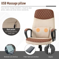 Vinsetto Massage Office Chair, Swivel Chair with 2-Point Vibration Lumbar, USB Power and Adjustable Height, Brown and Beige(m-4)