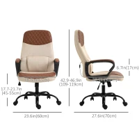 Vinsetto Massage Office Chair, Swivel Chair with 2-Point Vibration Lumbar, USB Power and Adjustable Height, Brown and Beige(m-3)