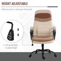 Vinsetto Massage Office Chair, Swivel Chair with 2-Point Vibration Lumbar, USB Power and Adjustable Height, Brown and Beige(m-5)