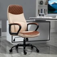 Vinsetto Massage Office Chair, Swivel Chair with 2-Point Vibration Lumbar, USB Power and Adjustable Height, Brown and Beige(m-1)
