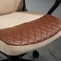 Vinsetto Massage Office Chair, Swivel Chair with 2-Point Vibration Lumbar, USB Power and Adjustable Height, Brown and Beige(m-11)