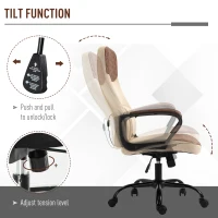 Vinsetto Massage Office Chair, Swivel Chair with 2-Point Vibration Lumbar, USB Power and Adjustable Height, Brown and Beige(m-8)