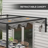 Outsunny 10' x 10' Lean To Pergola, Metal Pergola with Retractable Roof for Grill, Garden, Patio, Deck(m-5)