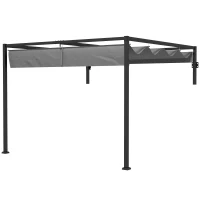 Outsunny 10' x 10' Lean To Pergola, Metal Pergola with Retractable Roof for Grill, Garden, Patio, Deck(m-2)