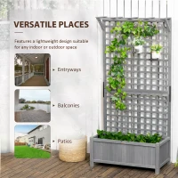 Outsunny Wood Planter with Trellis for Vine Climbing, Raised Garden Bed, Privacy Screen for Backyard, Patio, Dark Gray(m-6)