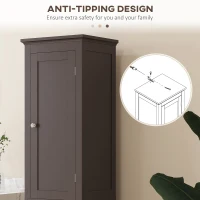 kleankin Tall Bathroom Cabinet, Freestanding Storage Organizer with Adjustable Shelves and Cupboards, 15" x 13" x 63", Dark Brown(m-6)