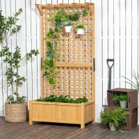 OutsunnyWood Planter with Trellis for Vine Climbing, Raised Garden Bed, Privacy Screen for Backyard, Patio, Yellow(m-10)