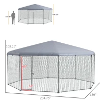 PawHut 17.1 ft x 15.7 ft Chicken Run for 19-25 Chickens with Cover(m-3)