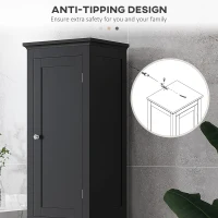 kleankin Tall Bathroom Cabinet, Freestanding Storage Organizer with Adjustable Shelves and Cupboards, 15" x 13" x 63", Black(m-6)
