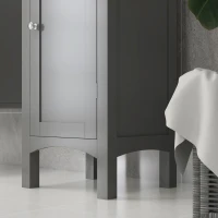 kleankin Tall Bathroom Cabinet, Freestanding Storage Organizer with Adjustable Shelves and Cupboards, 15" x 13" x 63", Grey(m-10)