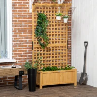 OutsunnyWood Planter with Trellis for Vine Climbing, Raised Garden Bed, Privacy Screen for Backyard, Patio, Yellow(m-8)
