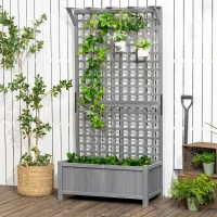 Outsunny Wood Planter with Trellis for Vine Climbing, Raised Garden Bed, Privacy Screen for Backyard, Patio, Dark Gray(m-8)