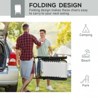 Outsunny 2 Pieces Outdoor Folding Chair Set, Portable Capimg Chairs with Armrest for Patio, Pool, Beach, Cream White(m-5)